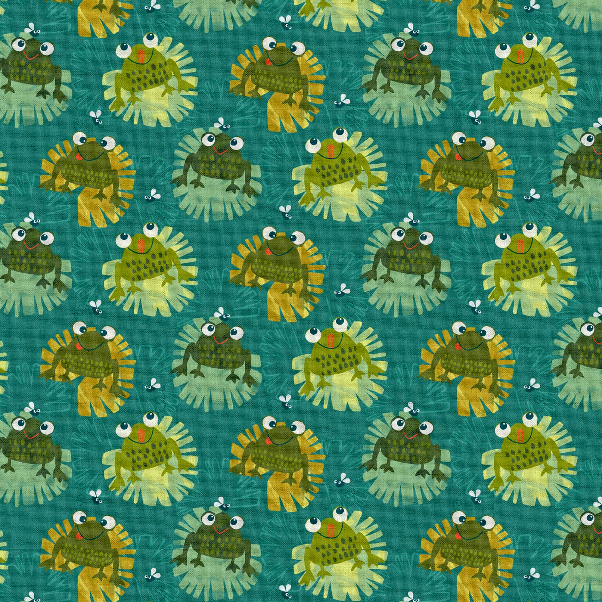 Fabric Editions Lily Pad Frogs Cotton Fabric